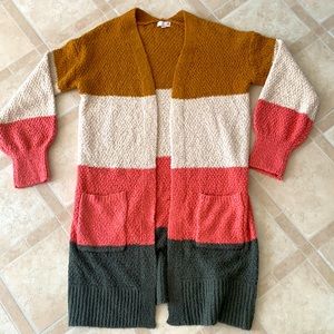 SO LONG OPEN COLOR BLOCK CARDIGAN Size MED